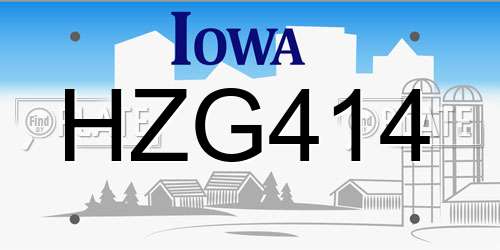 HZG414 Iowa License Plate