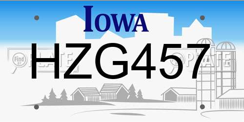 HZG457 Iowa License Plate