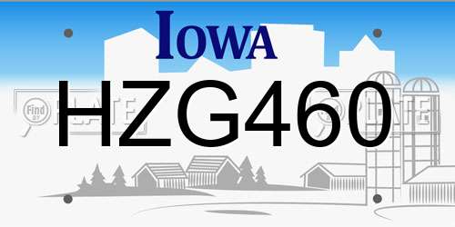 HZG460 Iowa License Plate