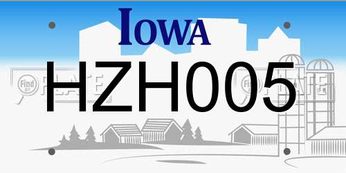 HZH005 Iowa License Plate