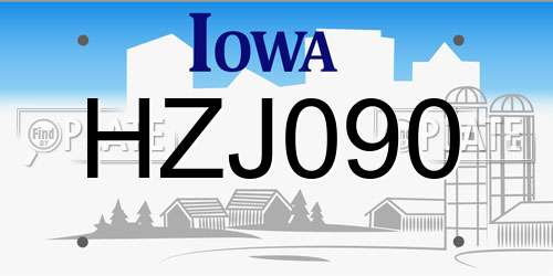 HZJ090 Iowa License Plate