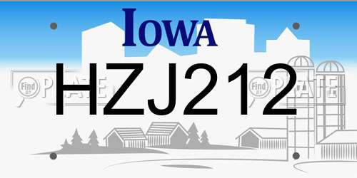 HZJ212 Iowa License Plate