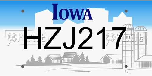 HZJ217 Iowa License Plate