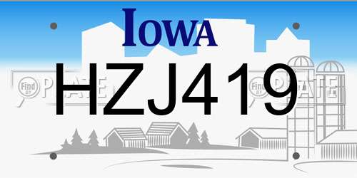 HZJ419 Iowa License Plate