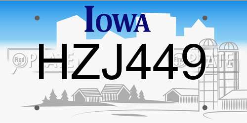 HZJ449 Iowa License Plate
