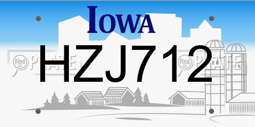 HZJ712 Iowa License Plate