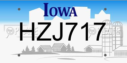 HZJ717 Iowa License Plate