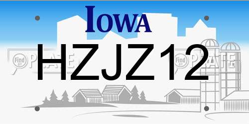 HZJZ12 Iowa License Plate