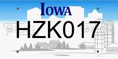 HZK017 Iowa License Plate