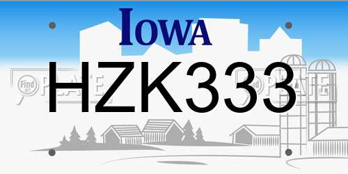 HZK333 Iowa License Plate