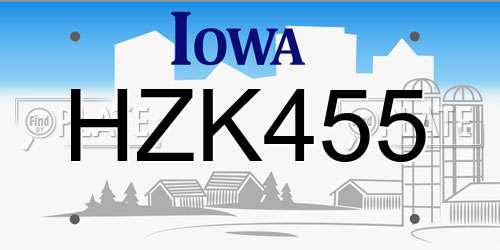 HZK455 Iowa License Plate