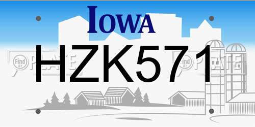 HZK571 Iowa License Plate