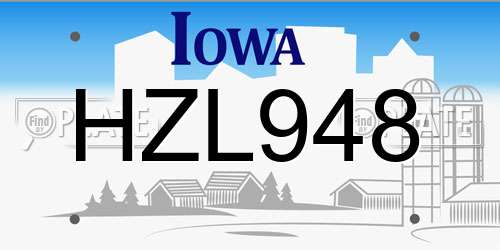 HZL948 Iowa License Plate