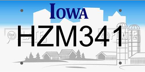 HZM341 Iowa License Plate