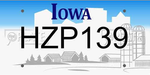 HZP139 Iowa License Plate