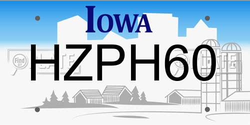 HZPH60 Iowa License Plate