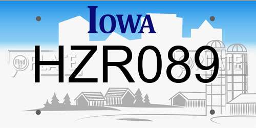 HZR089 Iowa License Plate