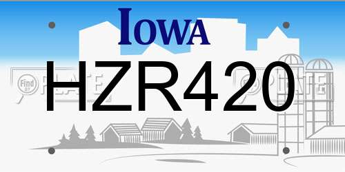 HZR420 Iowa License Plate