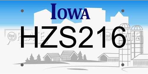 HZS216 Iowa License Plate