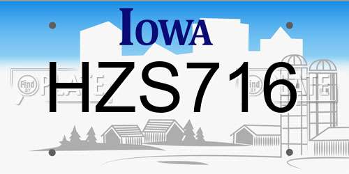HZS716 Iowa License Plate