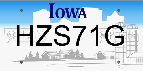 HZS71G Iowa License Plate
