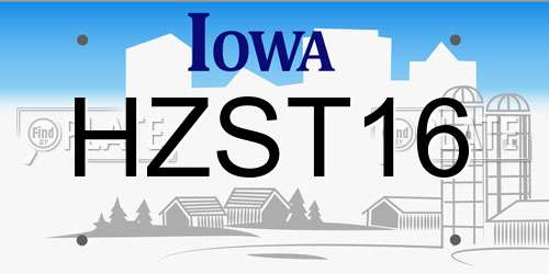 HZST16 Iowa License Plate