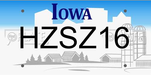 HZSZ16 Iowa License Plate