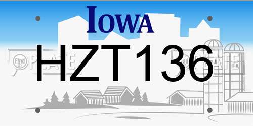 HZT136 Iowa License Plate