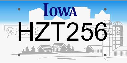HZT256 Iowa License Plate