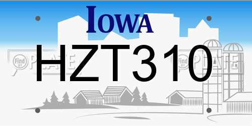 HZT310 Iowa License Plate