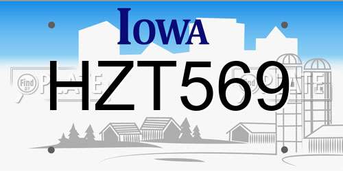 HZT569 Iowa License Plate
