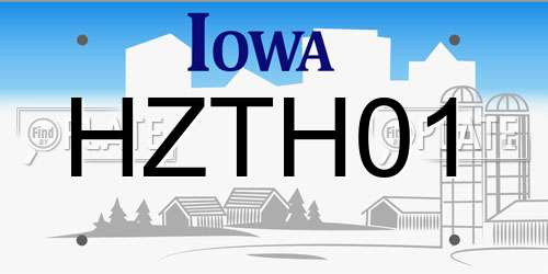 HZTH01 Iowa License Plate
