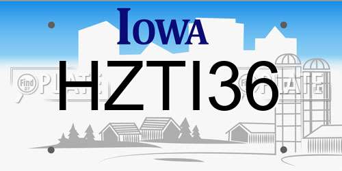 HZTI36 Iowa License Plate