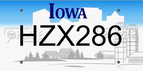 HZX286 Iowa License Plate