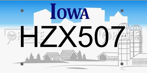 HZX507 Iowa License Plate