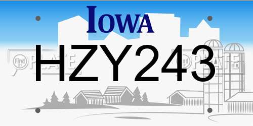 HZY243 Iowa License Plate