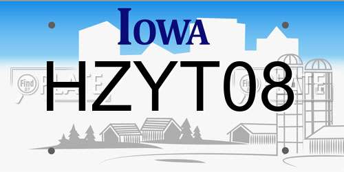 HZYT08 Iowa License Plate