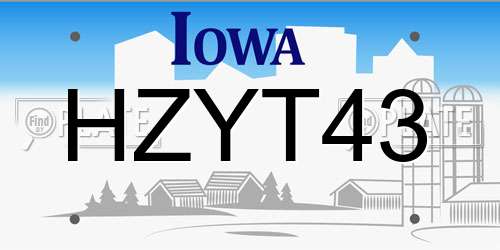 HZYT43 Iowa License Plate
