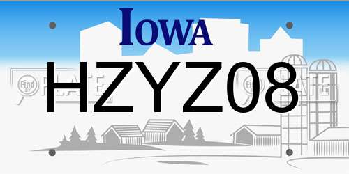 HZYZ08 Iowa License Plate