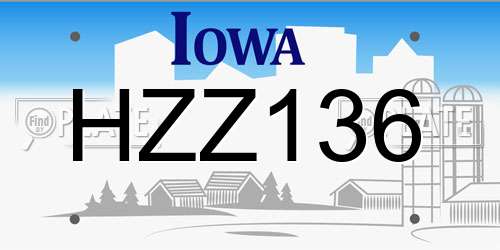 HZZ136 Iowa License Plate