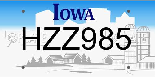 HZZ985 Iowa License Plate