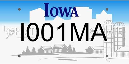 I001MA Iowa License Plate