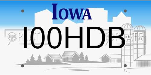 I00HDB Iowa License Plate