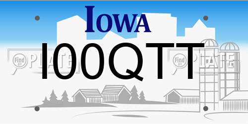 I00QTT Iowa License Plate