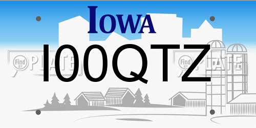 I00QTZ Iowa License Plate