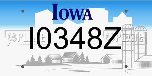 I0348Z Iowa License Plate