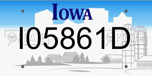 I05861D Iowa License Plate