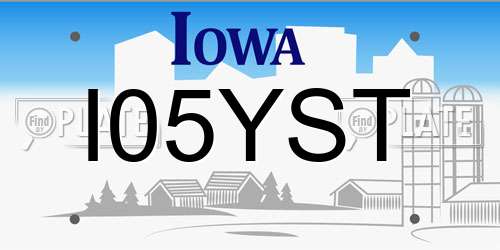 I05YST Iowa License Plate