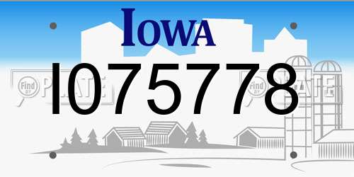 I075778 Iowa License Plate