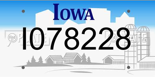I078228 Iowa License Plate